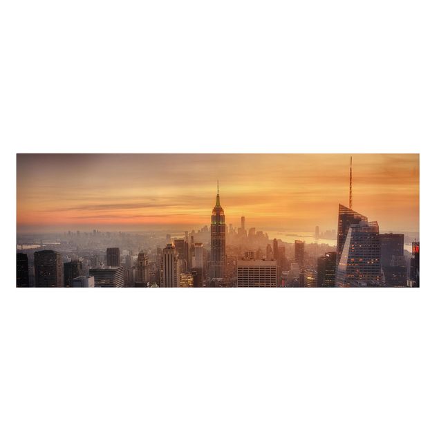 Tableau moderne Silhouette urbaine de Manhattan le soir