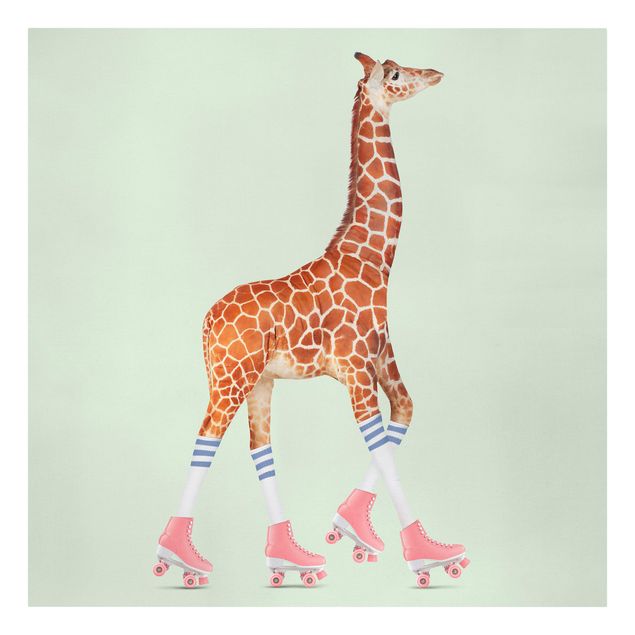 Tableaux modernes Girafe avec des patins à roulettes