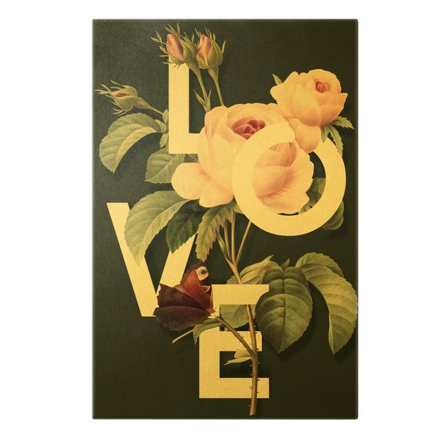 Tableau amour Typographie Florale - Amour