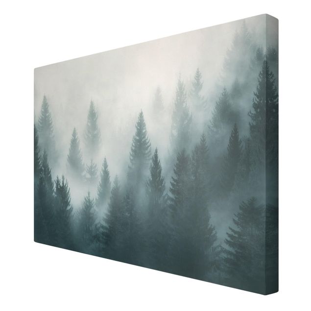 Toile paysage Forêt de conifères dans le brouillard