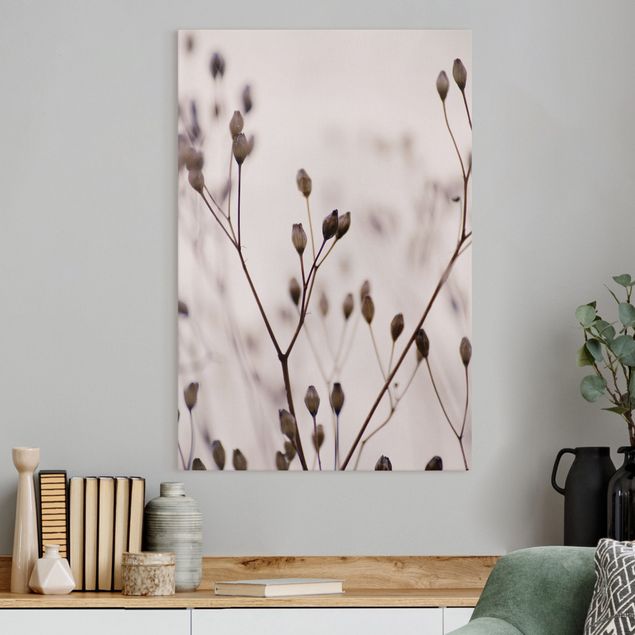 Tableaux sur toile avec herbes Bourgeons sombres sur un rameau de fleurs sauvages