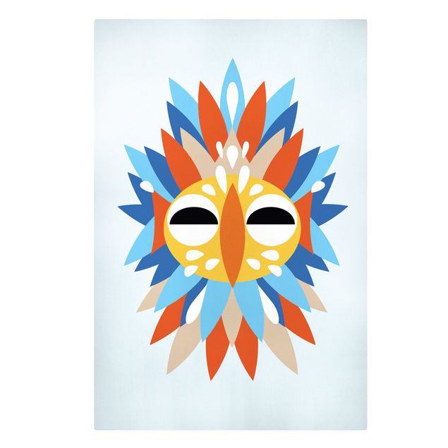 Tableau multicolore Collage masque ethnique - Perroquet