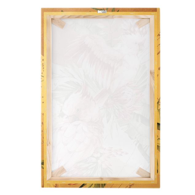Tableau sur toile or - Tropical Birds - Pink Cockatoes