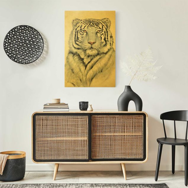 Tableau toile tigre Portrait Tigre Blanc II