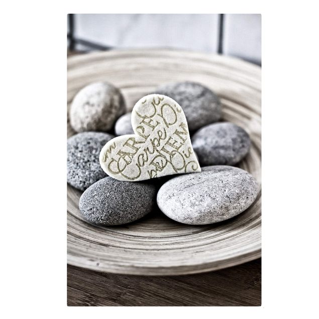 Tableau reproduction Carpe Diem Coeur avec pierres