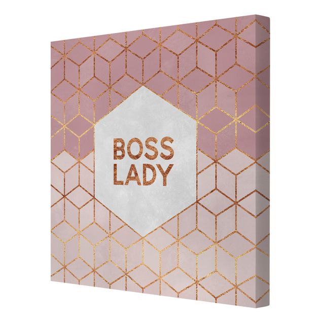 Tableau rose Boss Lady Hexagones en Rose