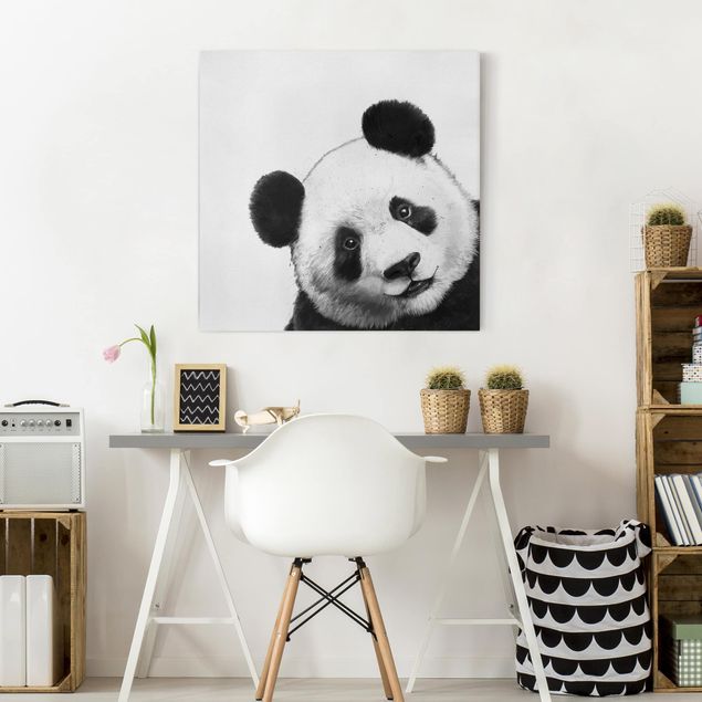 Tableau ourson Illustration Panda Dessin Noir Et Blanc