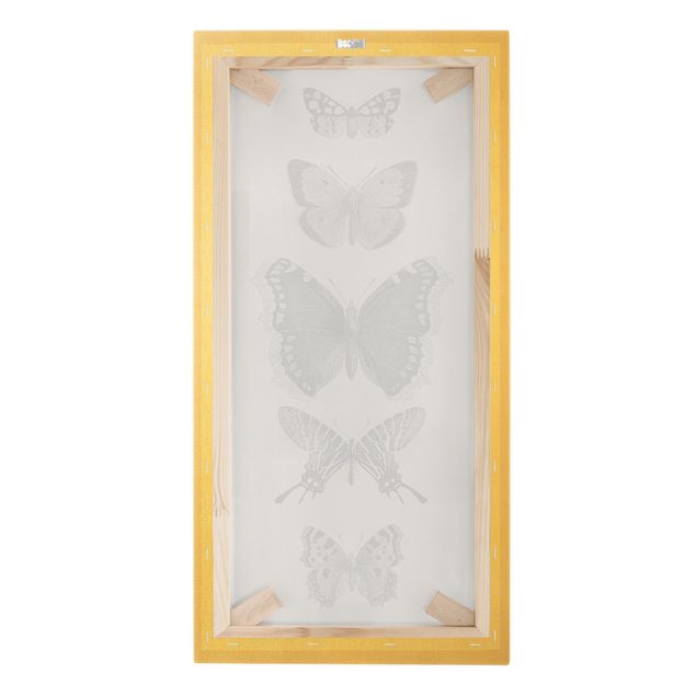 Impressions sur toile Papillons à l'encre sur fond beige