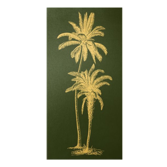 Tableau deco nature Illustration Palmiers sur fond vert