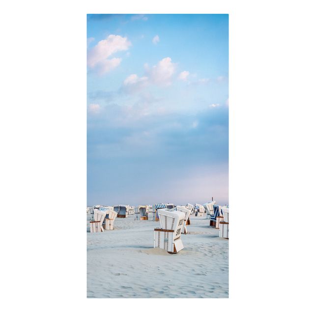 Tableau bord de mer Chaises de plage sur la plage de la mer du Nord