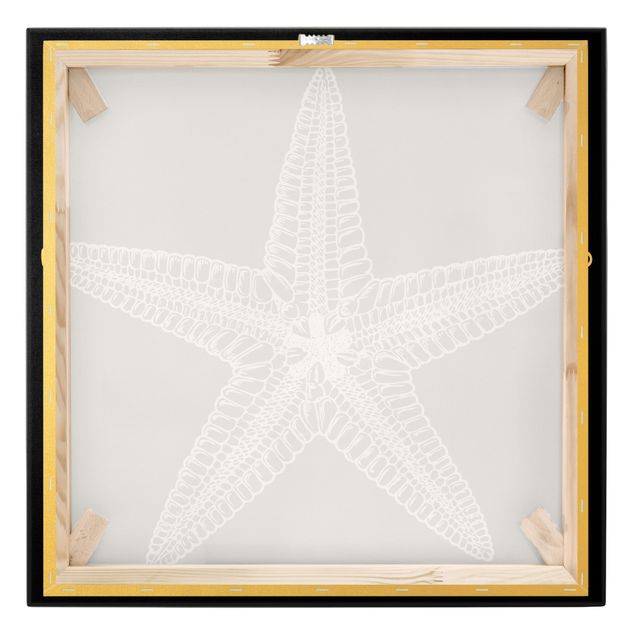 Tableau sur toile or - Illustration Starfish On Black
