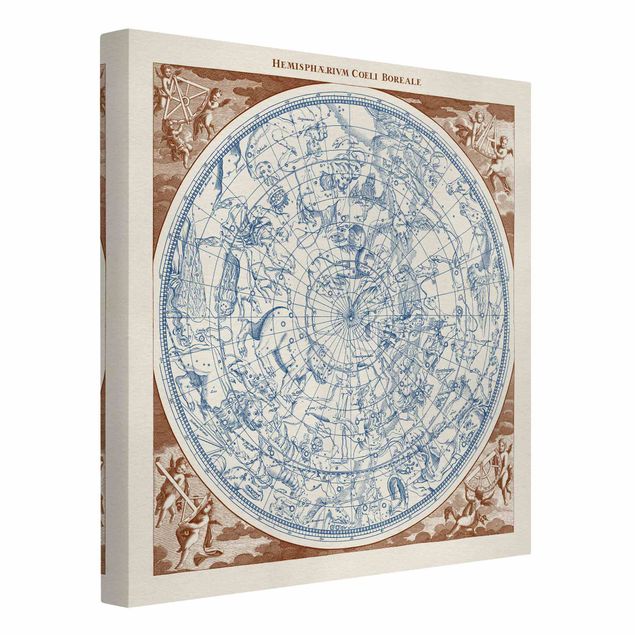 Tableaux rétro Carte des étoiles vintage de l'hémisphère Nord
