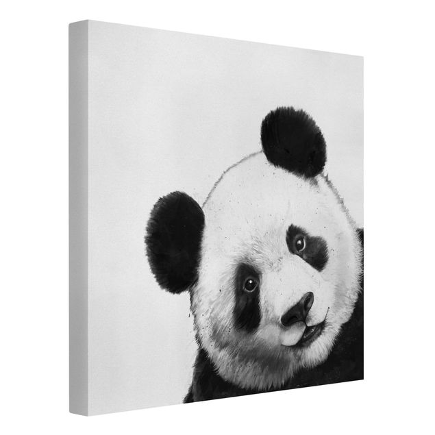 Tableaux sur toile en noir et blanc Illustration Panda Dessin Noir Et Blanc