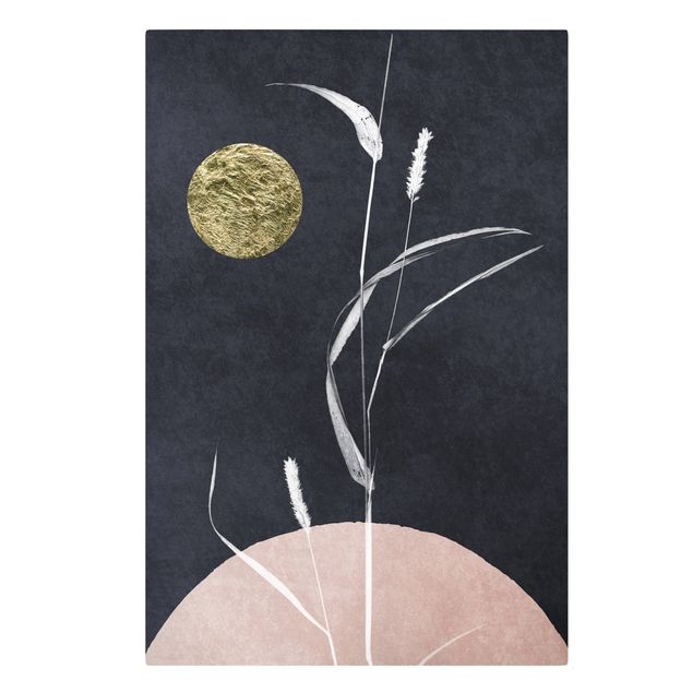 Tableau floral Lune D'or avec Roseau