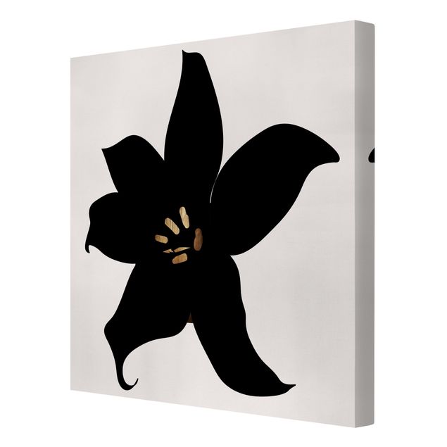 Tableau fleurs Monde végétal graphique - Orchidée noire et or