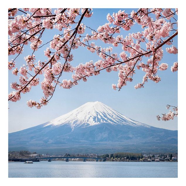 Toile paysage montagne Cherry Blossoms With Mt. Fuji