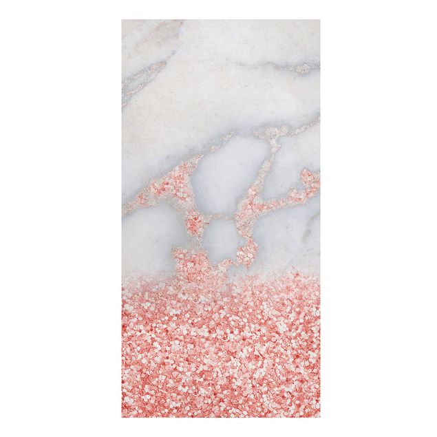 Tableau reproduction Imitation marbre avec confetti rose clair