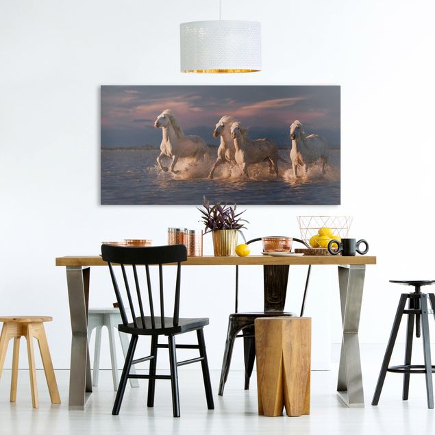 Tableau toile chevaux Chevaux sauvages à Kamargue