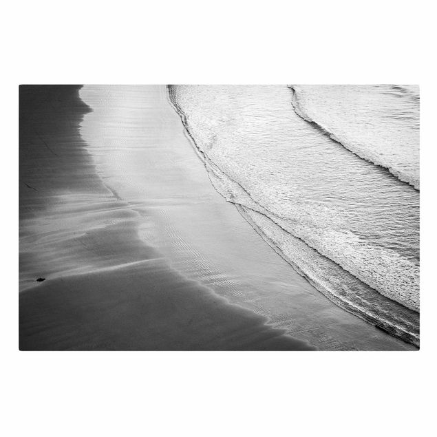Tableaux sur toile en noir et blanc Vagues douces sur la plage Noir et blanc