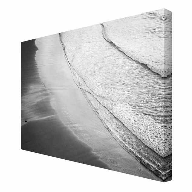 Tableaux modernes Vagues douces sur la plage Noir et blanc