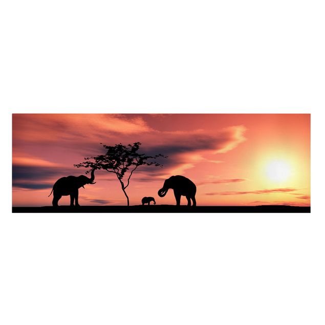 Toile afrique Famille d'éléphants africains