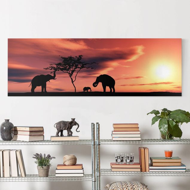 Déco murale cuisine Famille d'éléphants africains