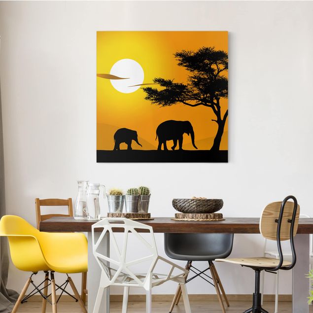 Tableaux paysage Marche des éléphants africains