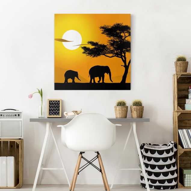 Tableaux éléphants Marche des éléphants africains