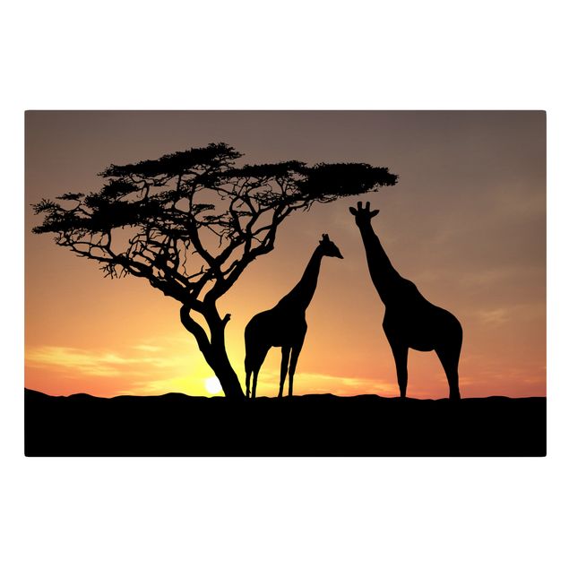 Toile girafe Coucher de soleil africain