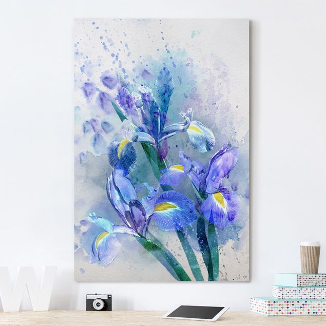 Déco mur cuisine Aquarelle Fleurs Iris