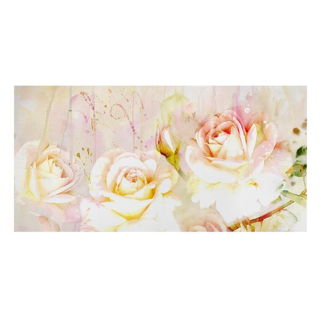 Tableau amour Fleurs à l'aquarelle Roses