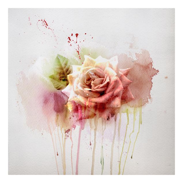 Tableau floral Rose à l'aquarelle