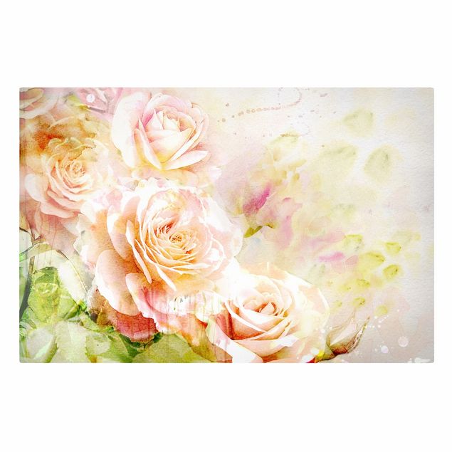 tableaux floraux Composition de roses à l'aquarelle