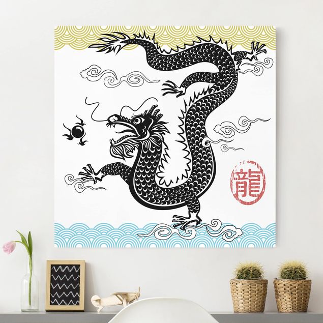 Déco mur cuisine Dragon asiatique