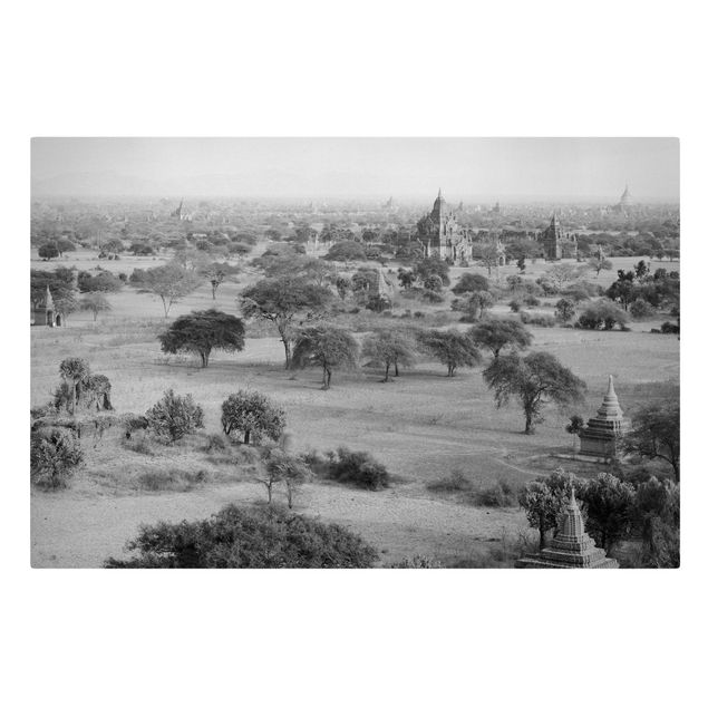 Tableaux sur toile en noir et blanc Bagan au Myanmar II