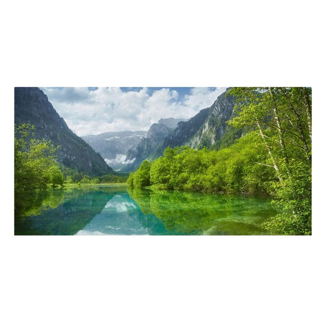 Toile paysage montagne Lac de montagne avec reflet de l'eau