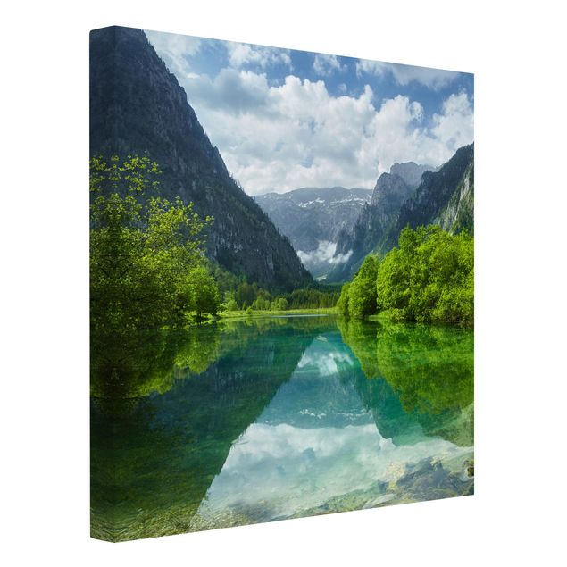 Tableau montagne Lac de montagne avec reflet de l'eau