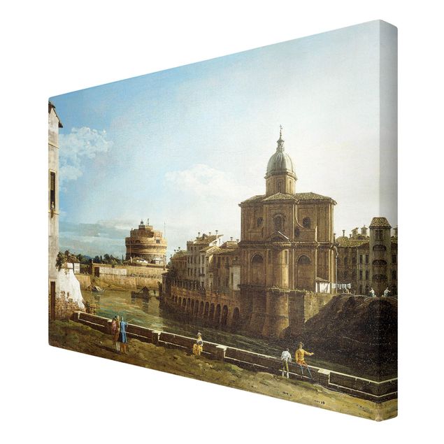 Tableau toile italie Bernardo Bellotto - Vue de Rome sur les rives du Tibre