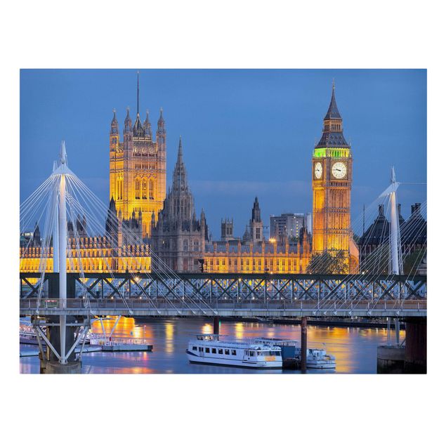 Tableau ville du monde Big Ben et Palais de Westminster à Londres la nuit