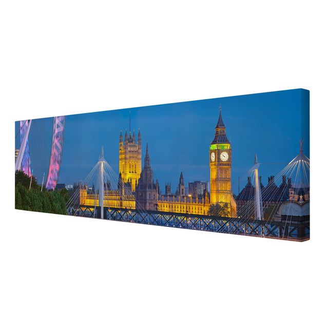 Tableau toile ville Big Ben et Palais de Westminster à Londres la nuit