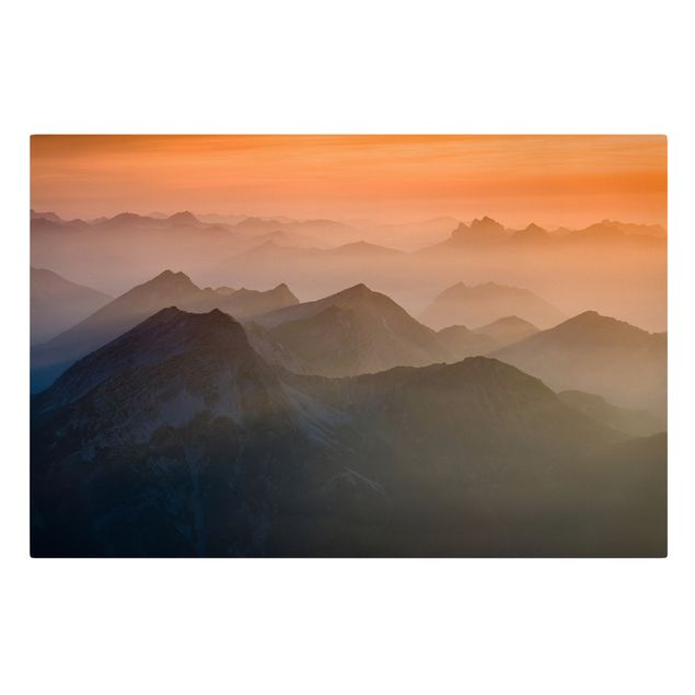 Tableau toile coucher de soleil Vue de la montagne Zugspitze