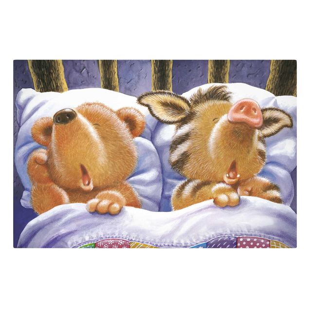 Toile imprimée animaux Buddy Bear - Au lit