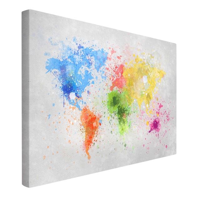 Tableau de ville Splodges colorés Carte du monde