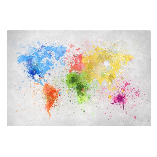 Tableau multicolor Splodges colorés Carte du monde