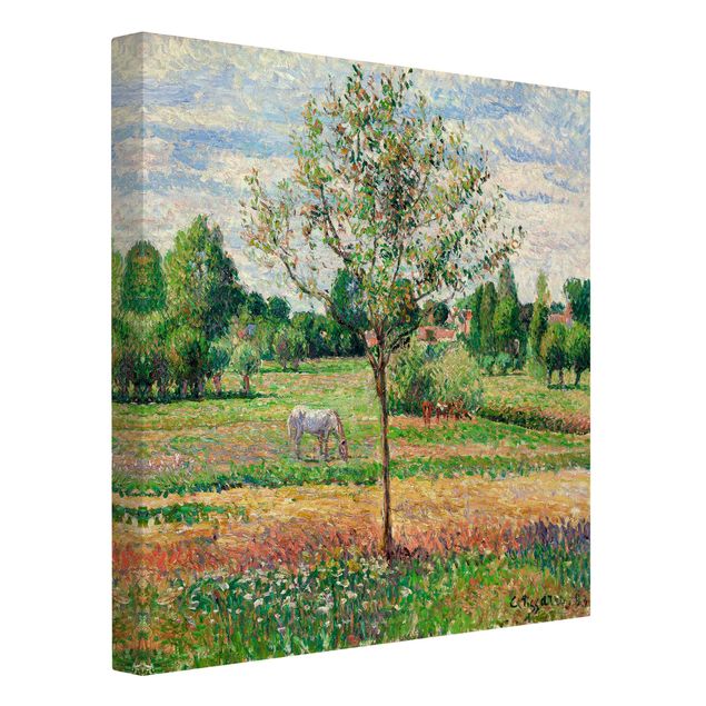 Tableau Pointillisme Camille Pissarro - Prairie avec cheval gris, Eragny