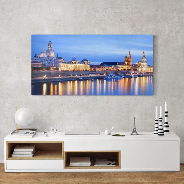 Tableaux sur toile Dresde Canaletto's View At Night
