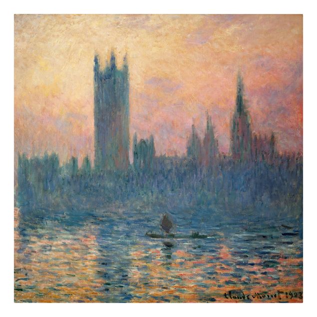 Tableau toile coucher de soleil Claude Monet - Coucher de soleil à Londres