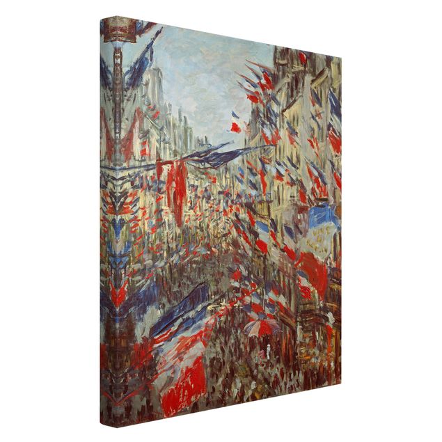 Toile chien Claude Monet - La rue Montorgueil avec des drapeaux