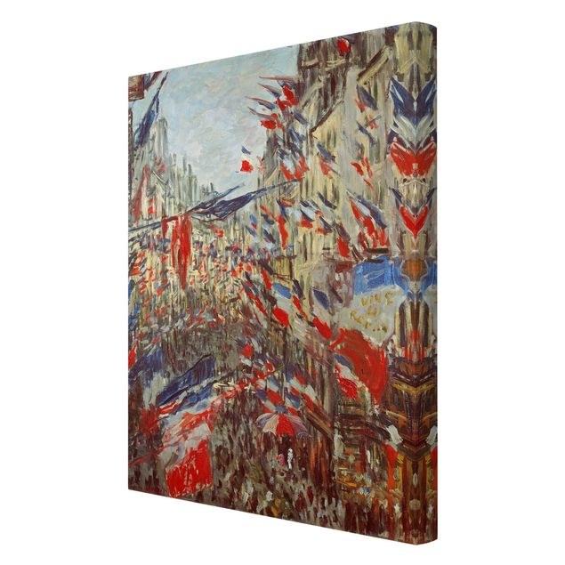 Tableau ville Claude Monet - La rue Montorgueil avec des drapeaux