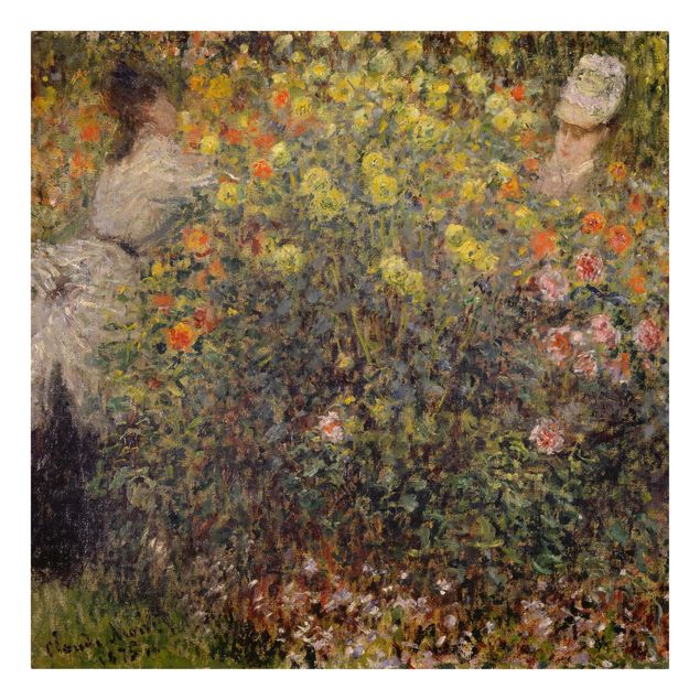 Tableaux moderne Claude Monet - Deux dames dans un jardin fleuri